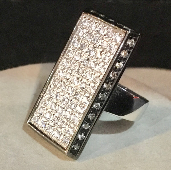 Laser Cut Diamonds Set In .925 Sterling Silver Ring Size 7