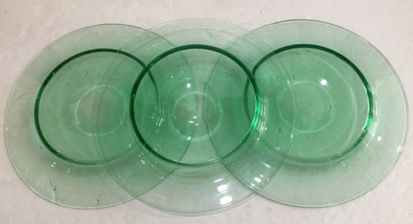 SET OF (3) STEUBEN ART GLASS CLEAR GREEN 8-3/8” PLATES (NOT SIGNED)