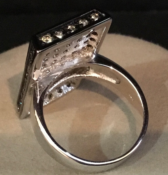 Laser Cut Diamonds Set In .925 Sterling Silver Ring Size 7