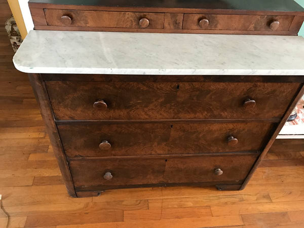 Antique Marble Top Dresser and Mirror