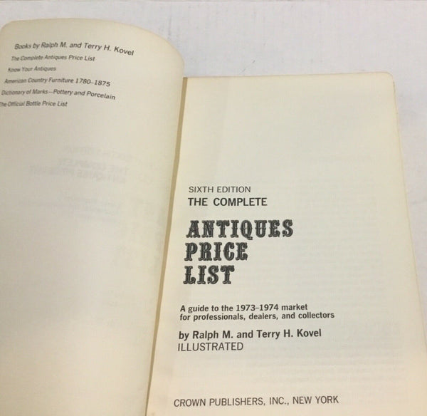 1973, The Complete Antiques Price List, Ralph & Terry Kovel