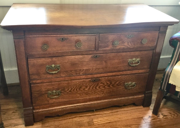 Antique Serpentine Front Golden Oak Dresser