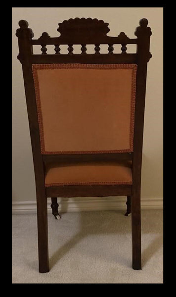 Vintage East Lake Chair w/Rose Upholstery on Casters