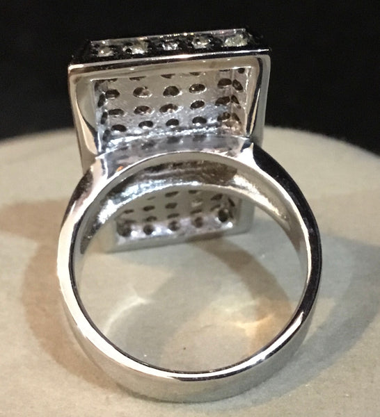 Laser Cut Diamonds Set In .925 Sterling Silver Ring Size 7