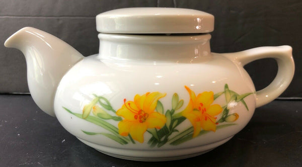 Toscany Fine China White With Yellow Flowers Teapot