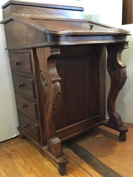 Antique English Walnut Davenport Desk