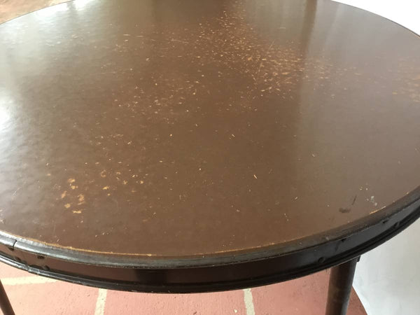 Vintage Round Metal Game Table With Folding Legs