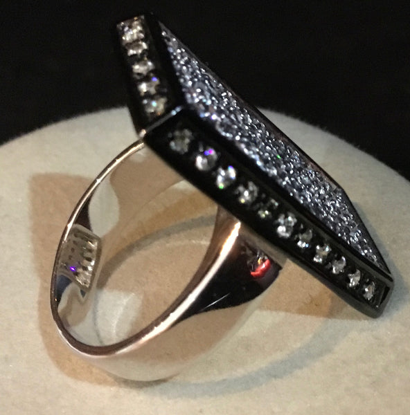 Laser Cut Diamonds Set In .925 Sterling Silver Ring Size 7