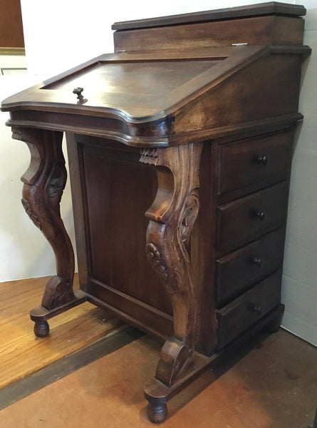 Antique English Walnut Davenport Desk