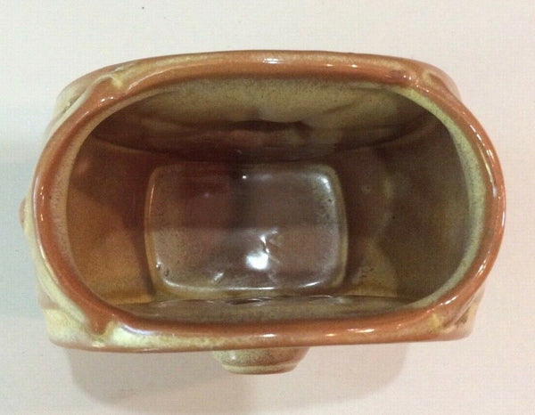 Frankoma Pottery 4" Yellow Brown Wagon Wheel Sugar Bowl