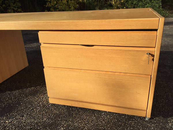 Vintage Krug Mid-Century Style Oak Desk With Locking Drawers