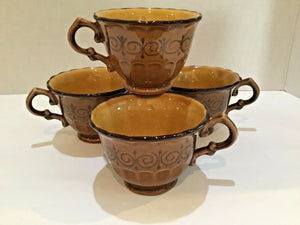 Set of (4) Metlox Vernon Ware San Fernando Gold Cups Poppy Trail