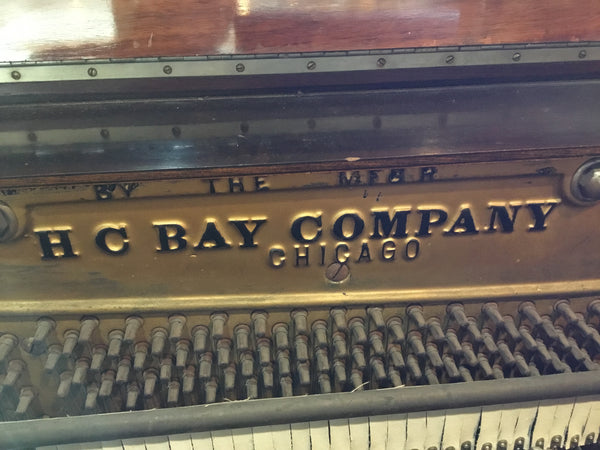 1923 H C Bay Co. Upright Walnut Player Piano (Serial #1594) w/ Bench