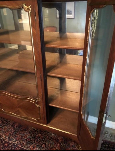 BEAUTIFUL FRENCH STYLE ORNATE DESIGN MARBLE TOP DISPLAY CASE CABINET