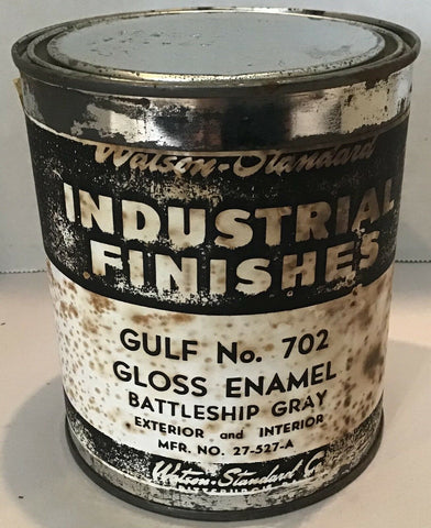 WATSON STANDARD IND. FINISHES GULF NO. 702 GLOSS ENAMEL BATTLESHIP GRAY CAN