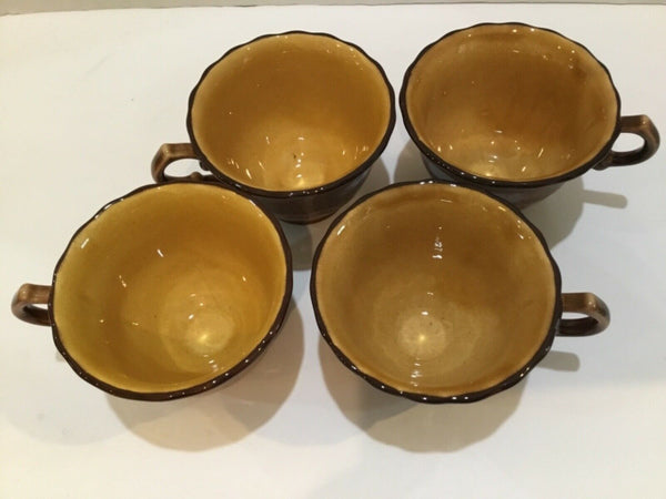 Set of (4) Metlox Vernon Ware San Fernando Gold Cups Poppy Trail