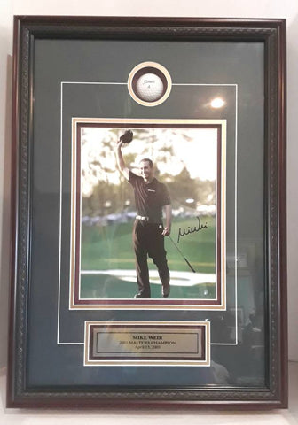 MIKE WEIR 2003 MASTERS CHAMPION SIGNED 8x10 PHOTO, BALL, PLATE WITH COA