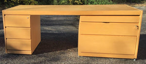 Vintage Krug Mid-Century Style Oak Desk With Locking Drawers