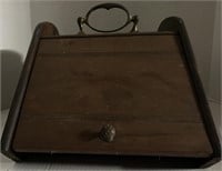 ANTIQUE WOODEN HOT COALS SCUTTLE BOX WITH METAL INSERT