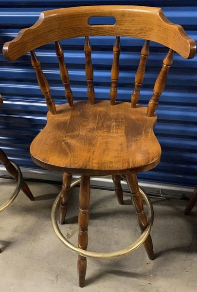 SET OF (2) STURDY WOODEN TALL BAR STOOLS