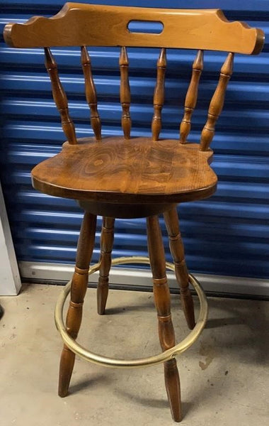 SET OF (2) STURDY WOODEN TALL BAR STOOLS