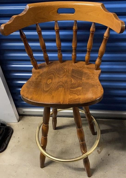 SET OF (2) STURDY WOODEN TALL BAR STOOLS