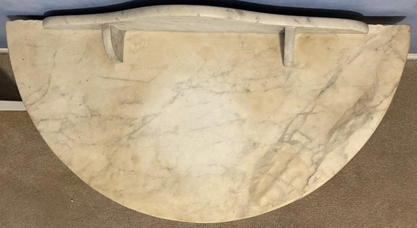 ANTIQUE MARBLE TOP DEMILUNE CRESCENT TABLE