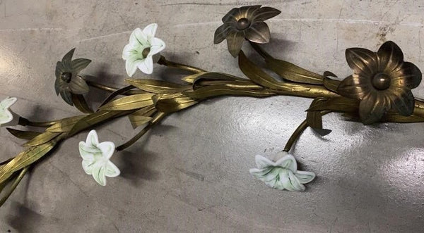 BEAUTIFUL CUSTOM MADE BRASS METAL FLORAL WALL SCULPTURE