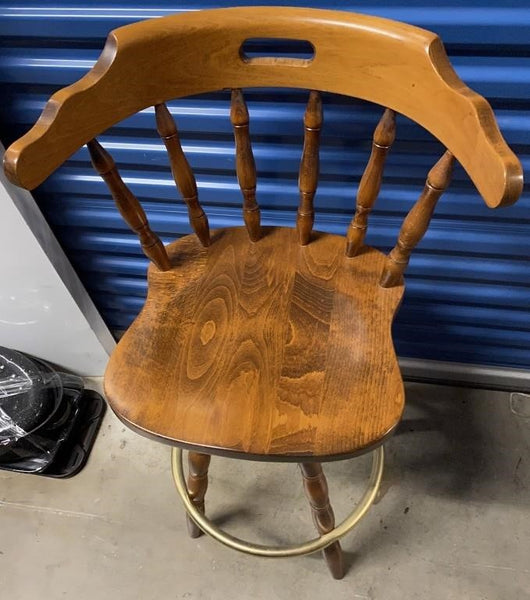 SET OF (2) STURDY WOODEN TALL BAR STOOLS