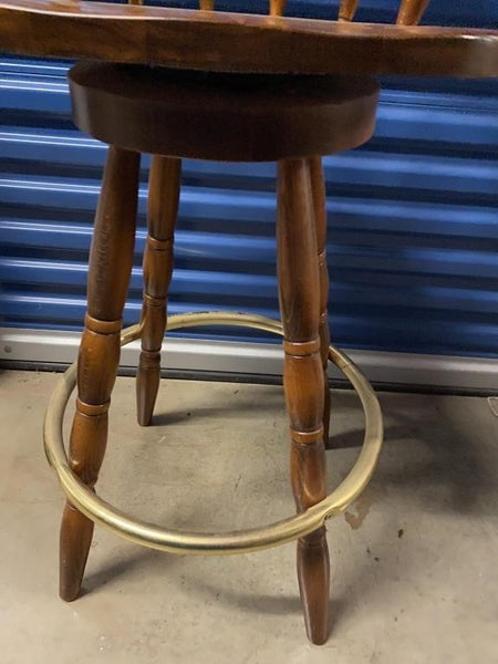 SET OF (2) STURDY WOODEN TALL BAR STOOLS