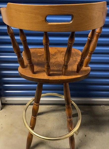 SET OF (2) STURDY WOODEN TALL BAR STOOLS