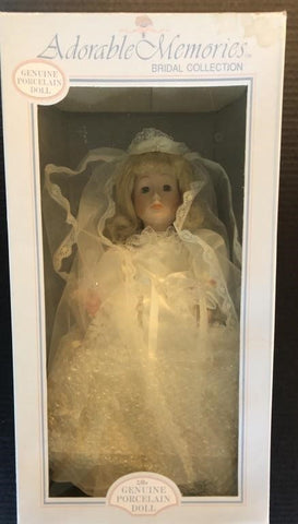 1989 ADORABLE MEMORIES 16" BRIDAL PORCELAIN DOLL P-3945 (IN THE ORIGINAL BOX)