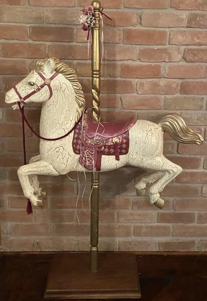 BEAUTIFUL DESIGN TOSCANO SPIRIT CAROUSEL HORSE STATUE ON STAND