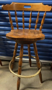 SET OF (2) STURDY WOODEN TALL BAR STOOLS