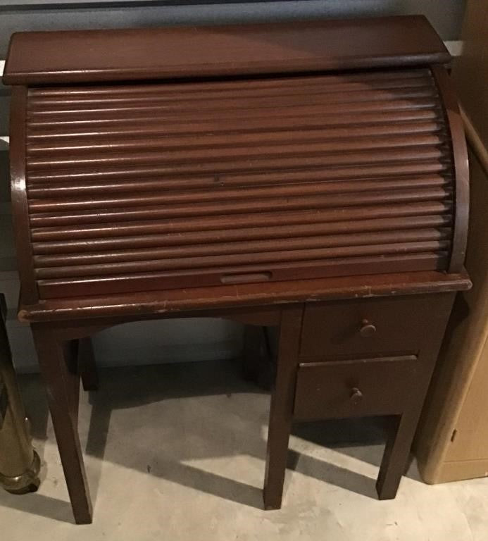 ANTIQUE CHILD'S ROLL TOP DESK